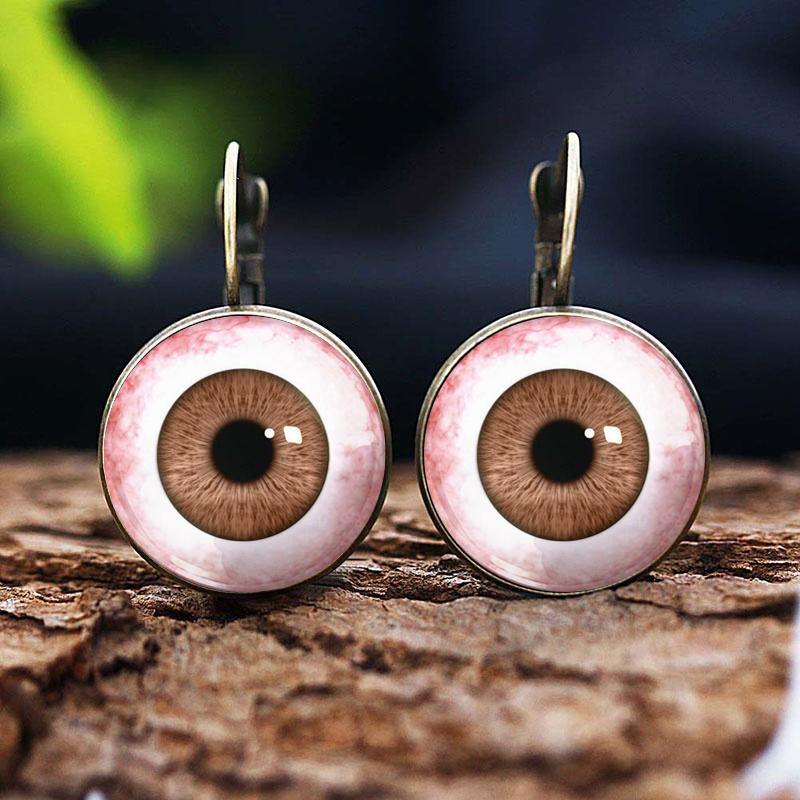 Helle Farbe Glas Cabochon Evil Eye Ohrstecker Modeschmuck Trendy Tier Auge Frauen Charms Französisch Ohrring
