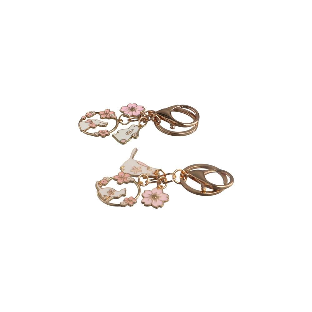 Packaging Decoration Bag Ornaments Rabbit Cat Keychain Key Rings Bag Pendants Pink Sakura