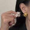 Natural Metal Flower Inlaid Zircon Stud Earrings Women's Light Luxury High Sense Exquisite Sweet Earrings Romantic Versatile Earrings