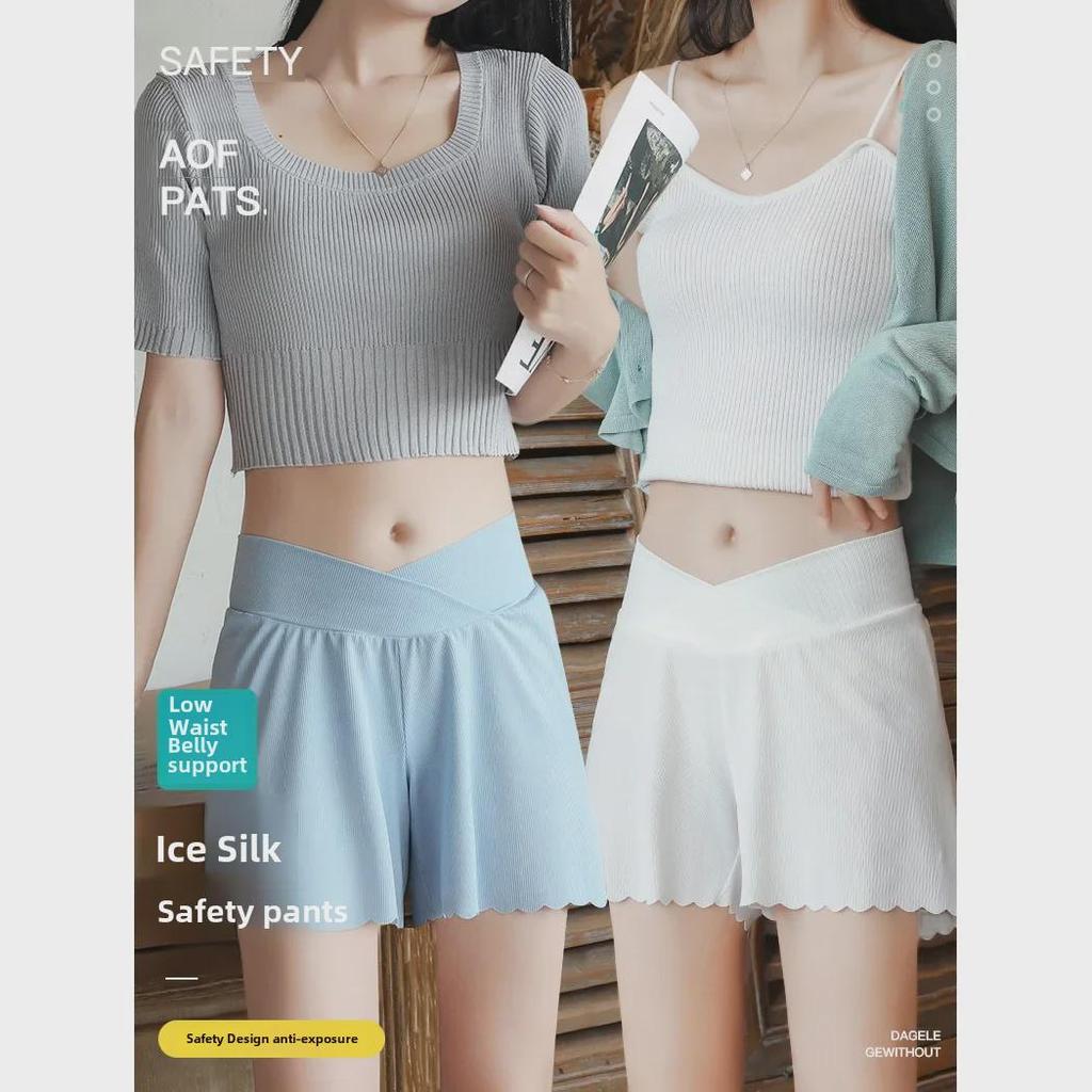 Women's Summer Maternity Wear: Anti-Exposure Ice Silk Pants, Leggings, and Shorts