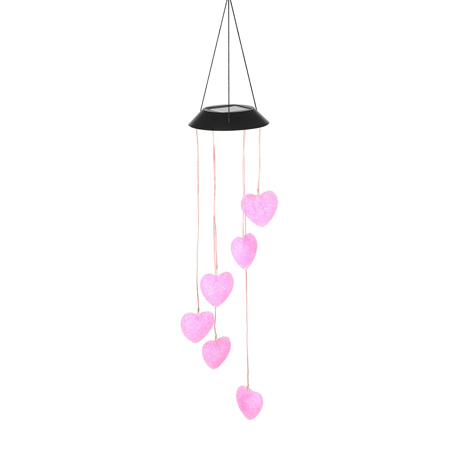 

Солнечные колокольчики с изменением цвета сердца, мобильный светильник, светодиодные колокольчики, водонепроницаемые подвесные светильники для