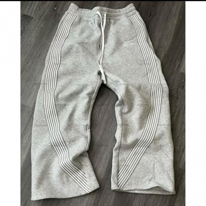 Striped Fleece Sweatpants Loose Fit Streetwear Casual Pants Men Women