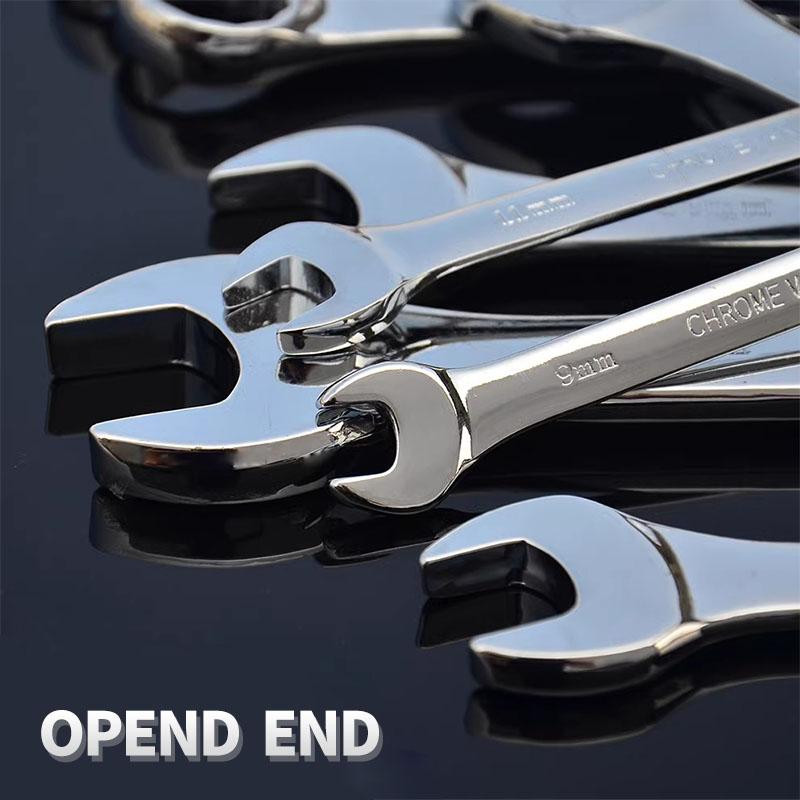 Chrome Vanadium  Ring Gear Ratchet Wrench Reversible 6-8-10-12-13-14-17-18-19-21-22-24-30-32mm Ratchet Combination Spanner Set