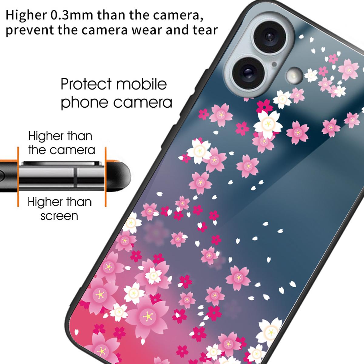 

For iPhone 16 Plus TPU Case Tempered Glass Back Phone Cover Pattern Printing Style G