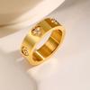Vnox Stainless Steel Classical Rings For Women Men,Heart Carve Three Zircon Inlay Stackable Rings,Charm Jewelry Love Statement
