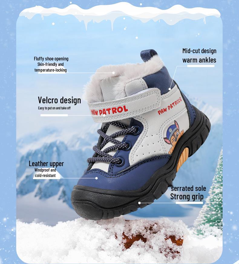 Genuine Paw Patrol Kids' Winter Non-slip Cotton Shoes 2025: Fashionable, Thickened, Versatile, Dirt-resistant.