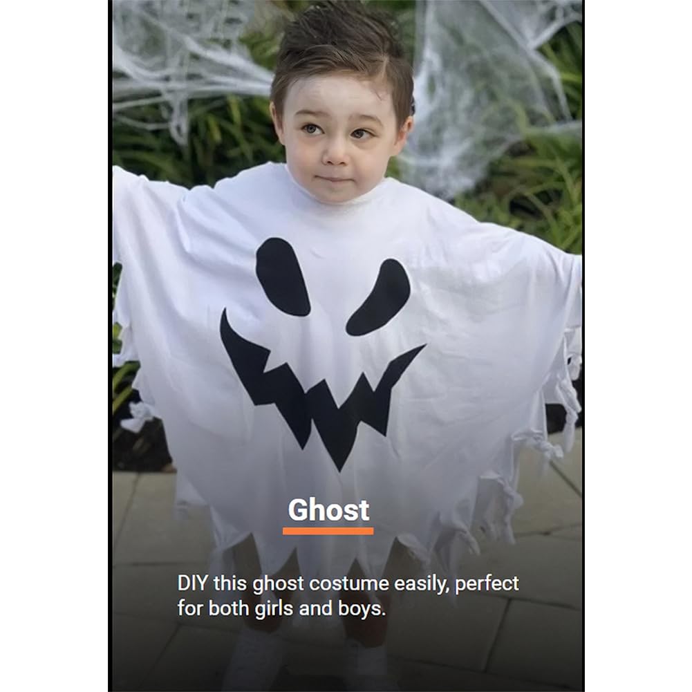 Limspace Halloween Cosplay Geisterumhang für Kinder, 3-teiliges Set, Geisterkostüm für Kinder, Unisex, Teufelskostüm, Inklusive Hut und Tasche, Perfekt für