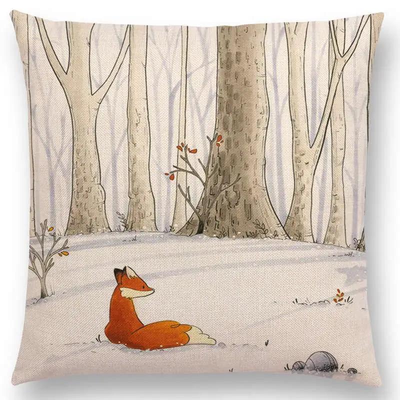 Newest Cute Cartoon Sofa Pillow Cover Black and White Cat Funny Fox Cushion Cover Throw pillowcase