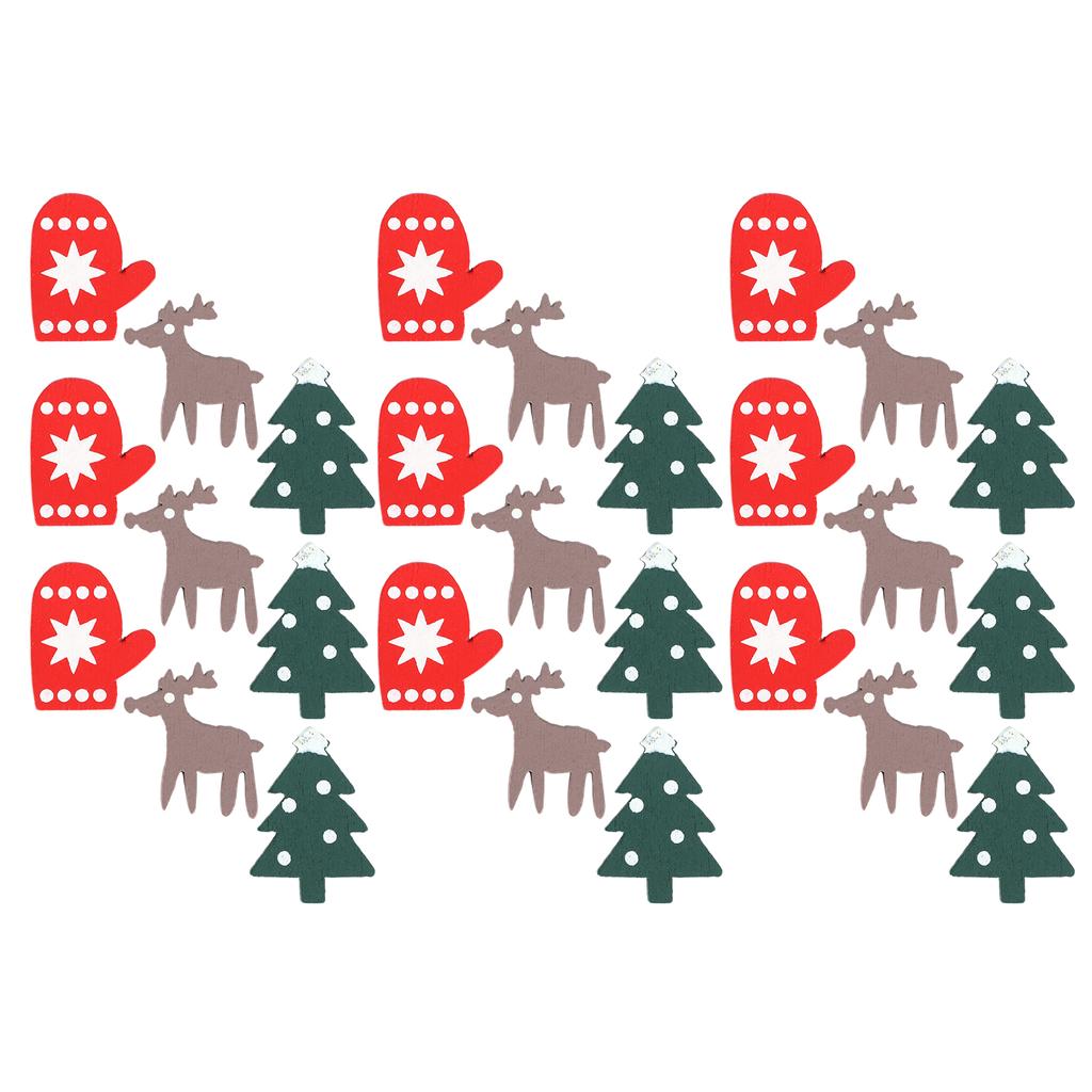 200Pcs Christmas Decorations Wood Chips Printed Gloves Color Elk Shape DIY Decoration