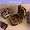 Caja de Joyería con Estampado de Leopardo Hecha de Material PU con Cremallera para Almacenamiento y Organización de Regalos
