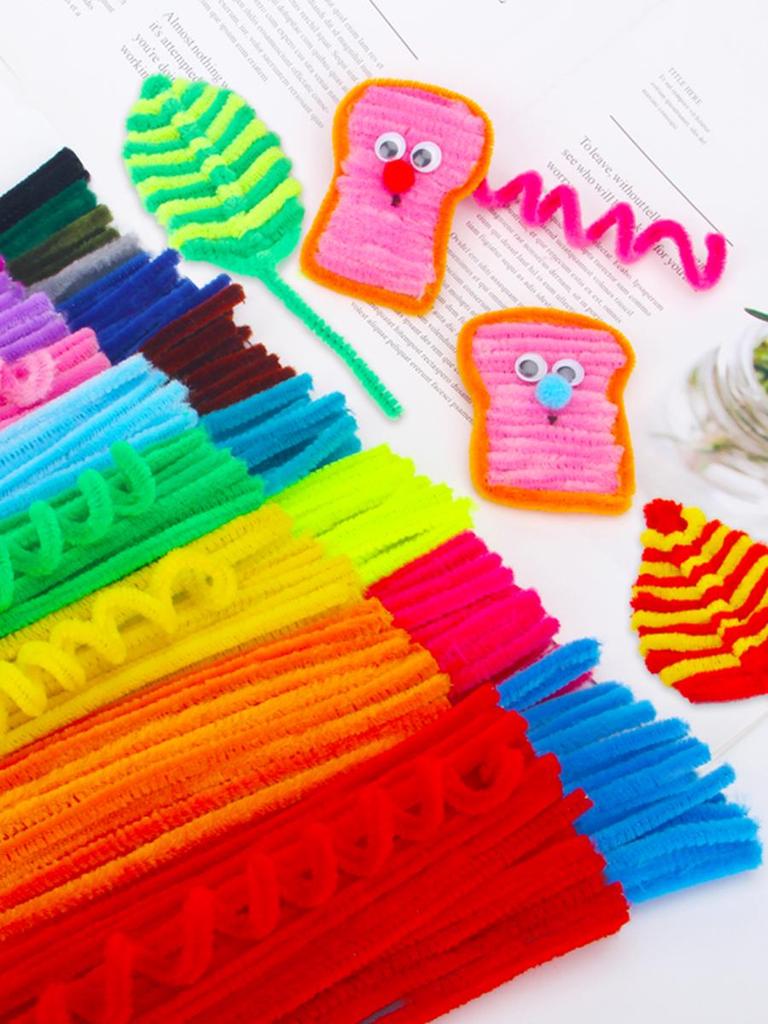 Colorful DIY Chenille Pipe Cleaner Bouquet - Plush, Handmade Spring Craft Pack In Macaron Shades for Children
