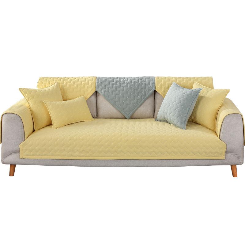 Korean Style Simple Fresh Washed Cotton Sofa Cushion Four Seasons Thickened Non-slip Sofa Towel Fabric Cushion