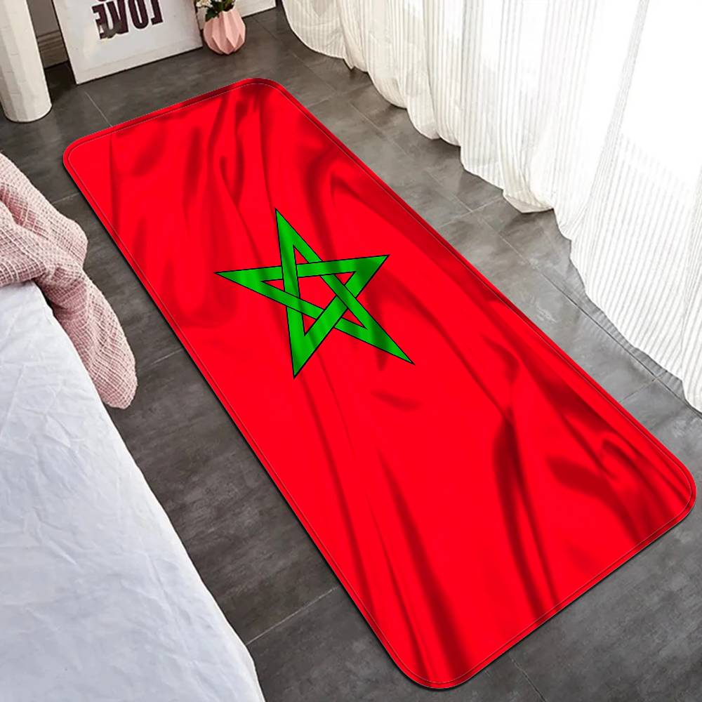 Morocco Map Flag Room Mats Anti-slip Absorb Water Long Strip Cushion Bedroon Mat Household Carpets