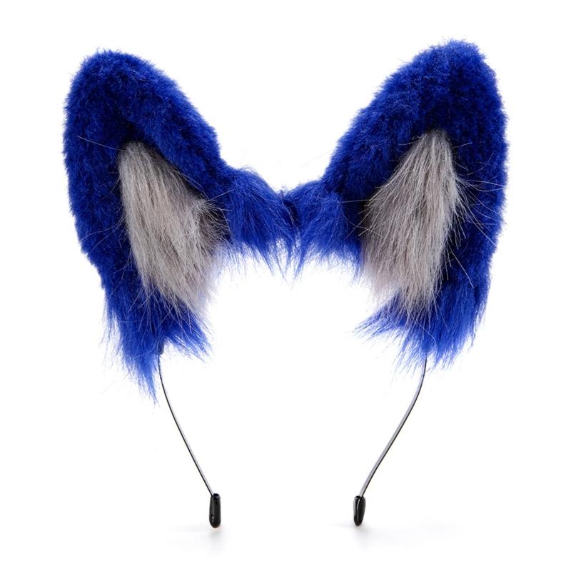 Realistic Wolf Ears Hairband Furry Headbands Plush for Coser Role Play and Photography Props