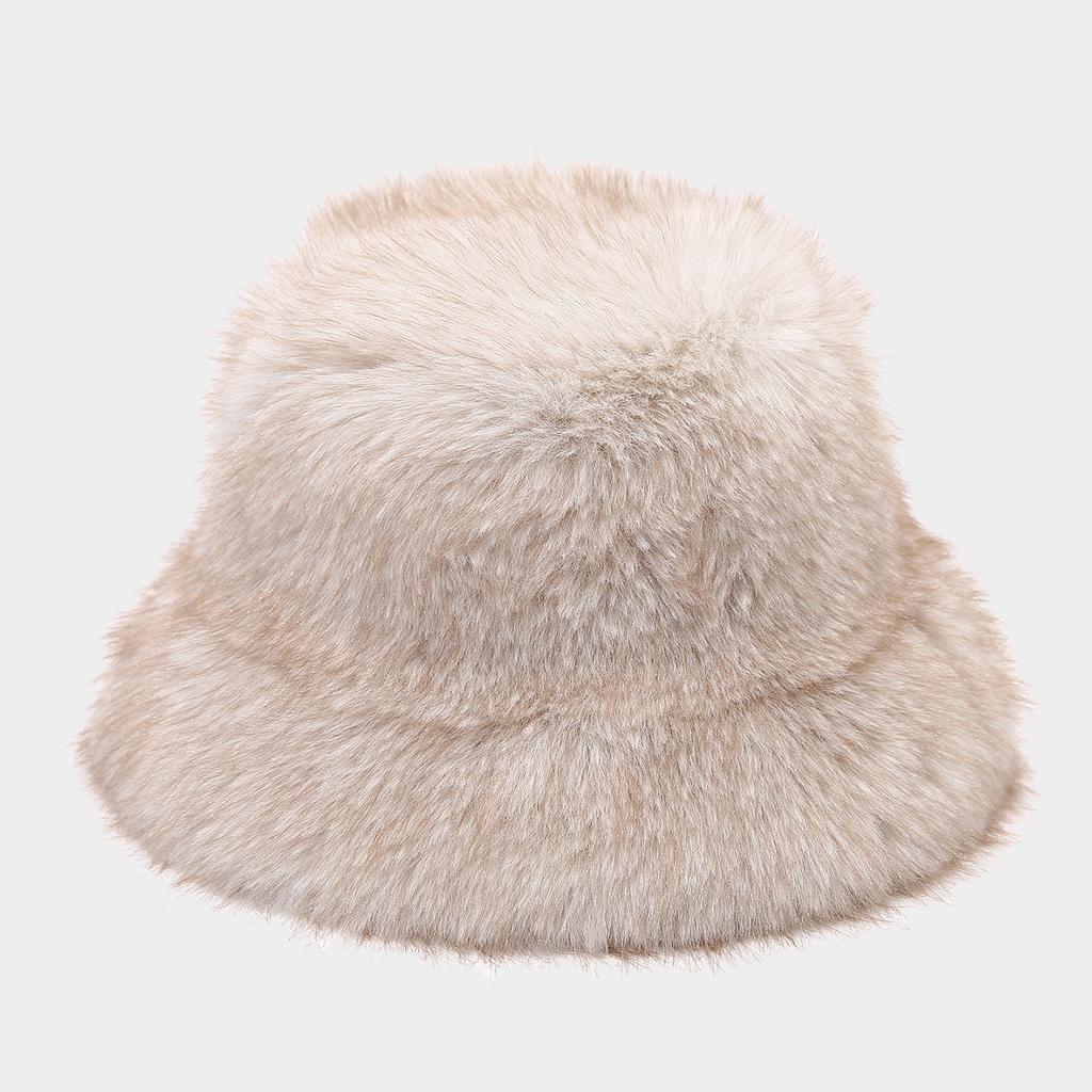 New Style Autumn and Winter Two-Tone Long Plush Bucket Hat - Women's Trendy Fluffy Outdoor Warm Fisherman Hat
