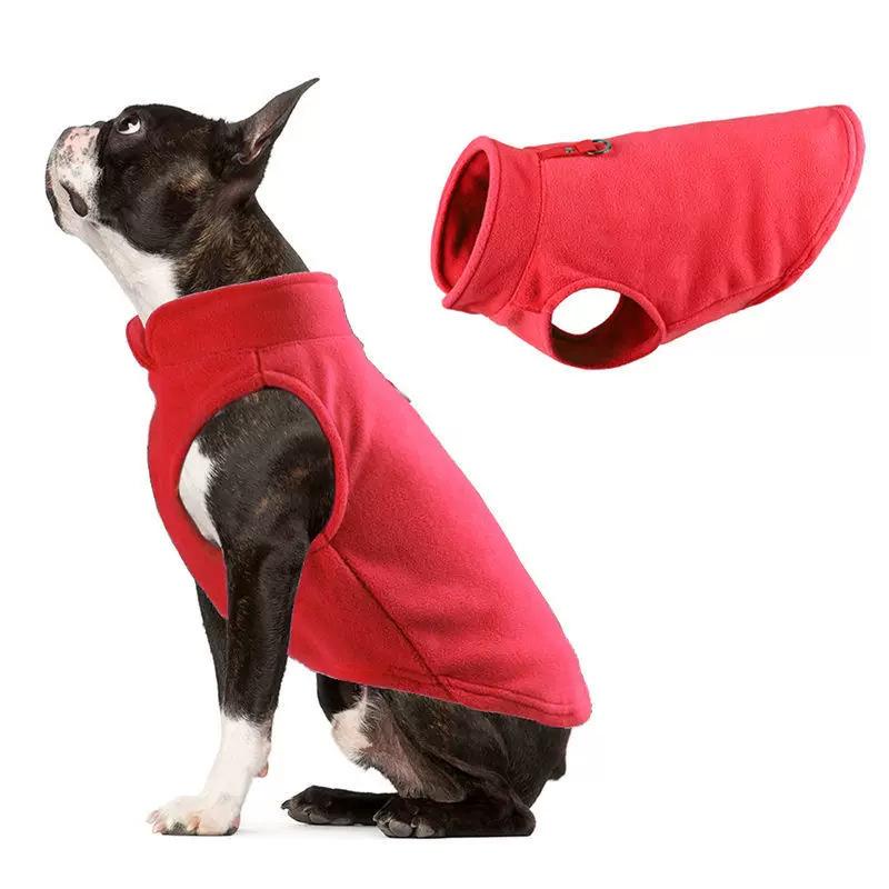 Thick Solid Color Polar Fleece Pet Dog Clothes with Leash