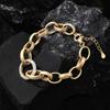 Punk Style Frosted S925 Sterling Silver 14k Gold Plated Paper Clip Ring Inlaid Moissanite Bracelet for Women's Birthday Gift
