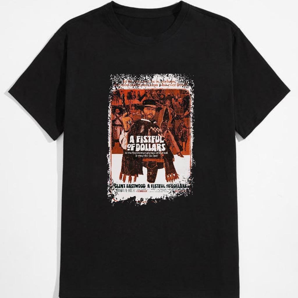 Unisex Black TShirt with Western Movie Poster Design