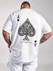 Unisex Schwarzes Pik Ass Poker Buchstaben Druck Sportliches Lässiges Vielseitiges Kurzarm T-Shirt
