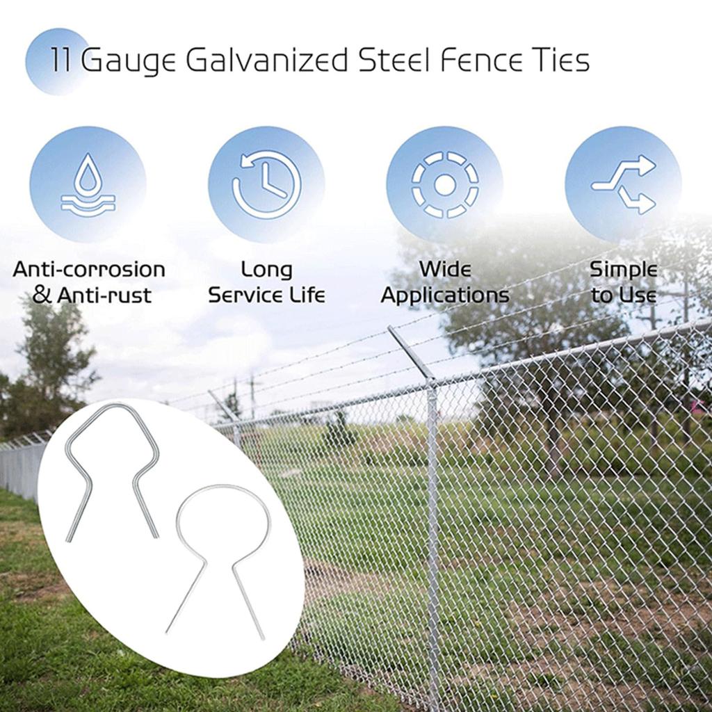 100Pieces Multipurpose 11 Gauge Metal Chain Link Fence Tie Twists Accessory for Sturdy Farm and Garden Daily Casual Use