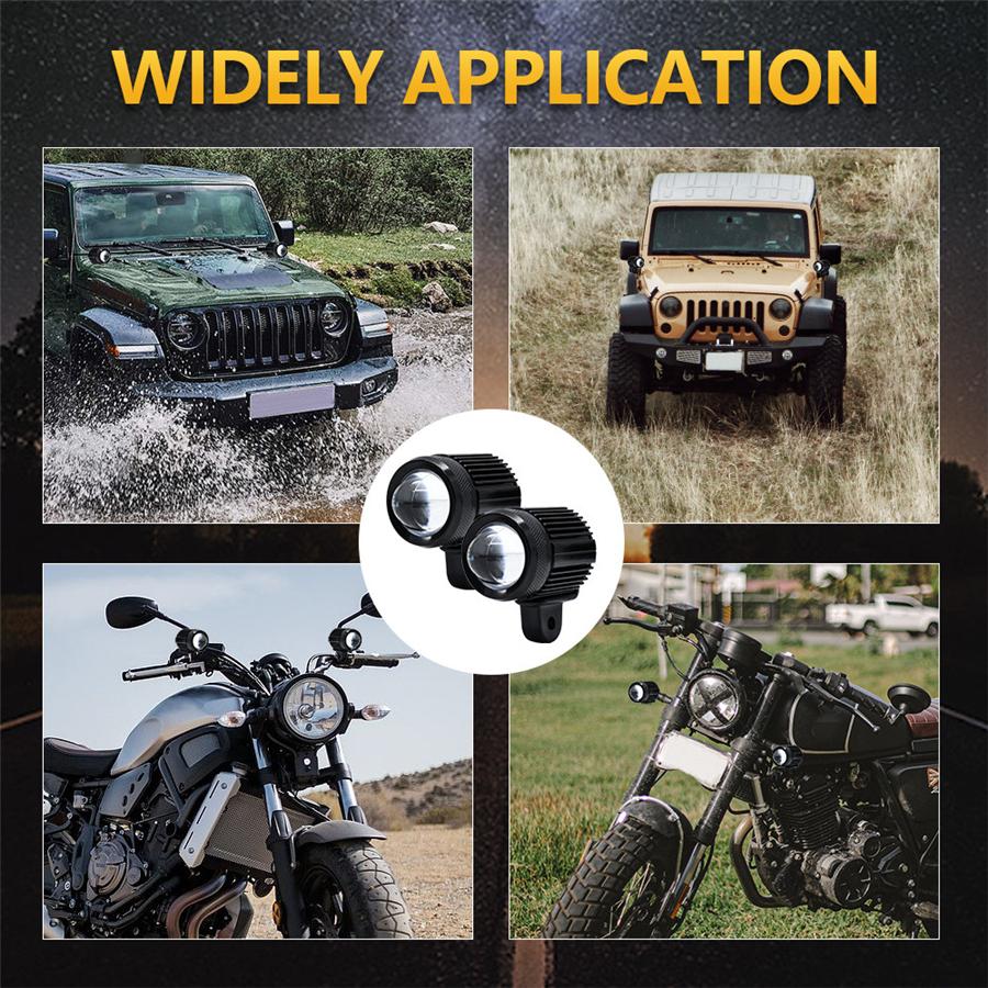 Pair 60W 6000LM Motorcycle ATV LED Headlight Spotlight Flashing Lamp Waterproof