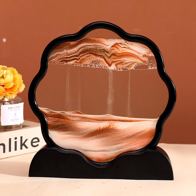 Sandscape Moving Sand Art Picture Quicksand 3D Liquid Hourglass Deep Sea Flowing Sand Painting Frame Office Home Decor Gifts