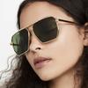 Big Frame Metal Double Bridge Sunglasses Women For Men  Vintage Punk Luxury Brand Designer Irregular Pilot Sun Glasses Uv400