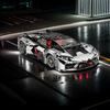 1/14 Lamborghini Silver Mechanical Supercar Building Blocks, Collectibles for Sports Car Lovers, Holiday Birthday Surprise Gifts
