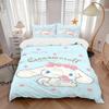 3pcs Sanrio Cinnamoroll Rose Design Printed Quilt Set - Soft and Comfortable Quilt Cover for Bedroom, Guest Room and Dormitory Decorative Be