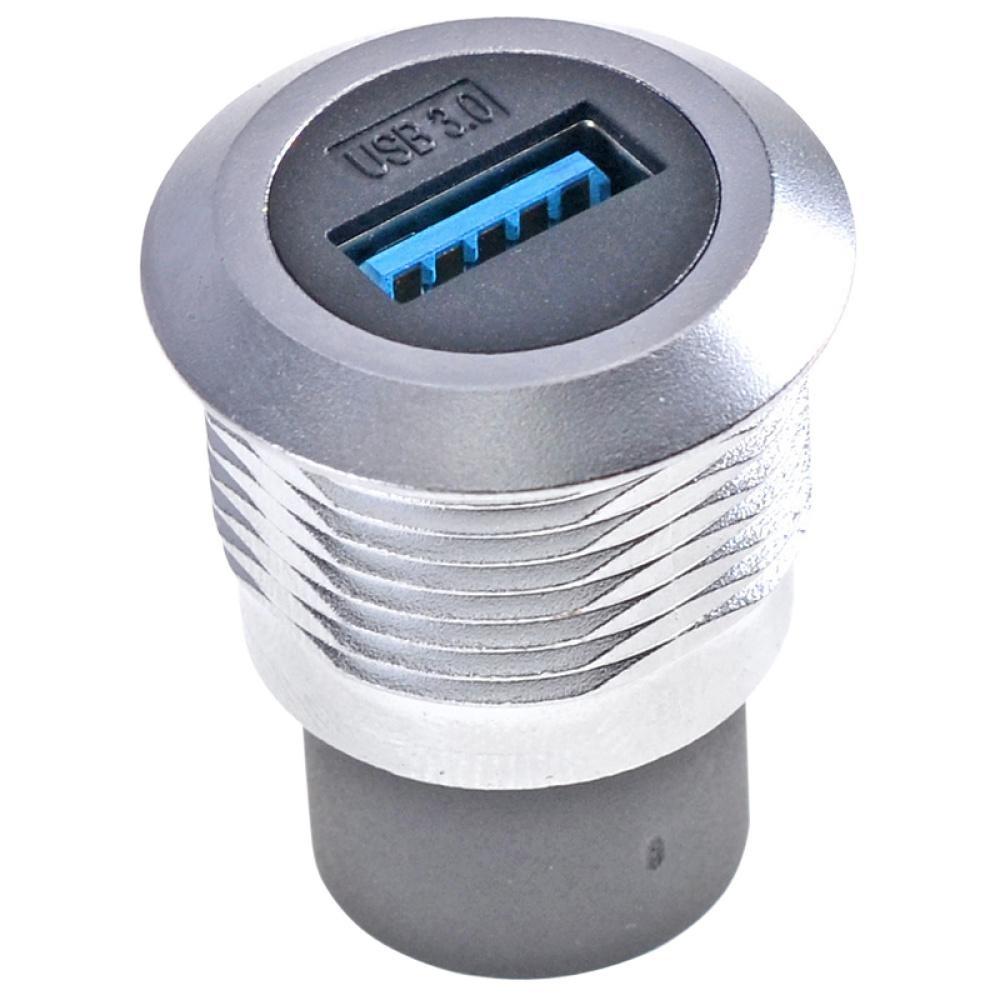 1PCS USB2.0 USB3.0 Round/D Type Metal USB Socket Double Pass Connector Extension Transmission Through Head Panel Mounting Socket