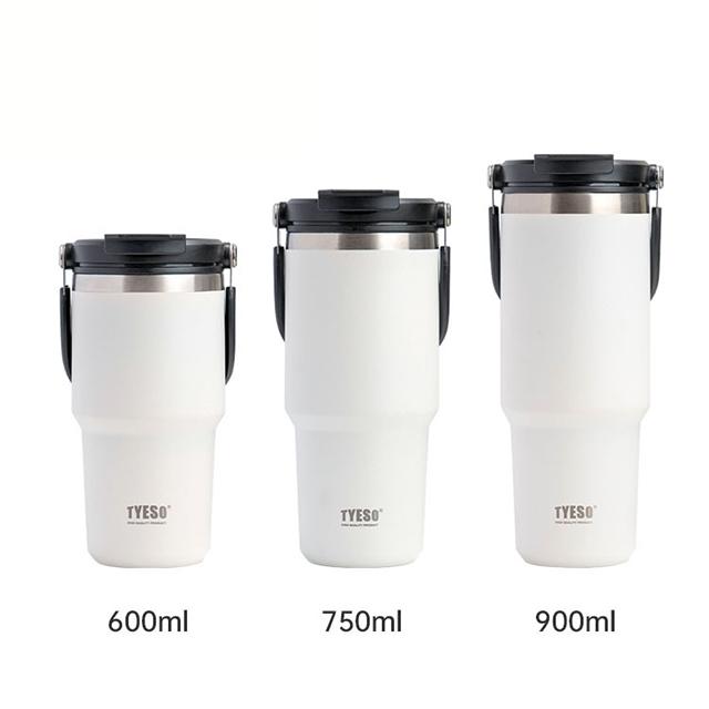 TYESO Thermal Coffee Cup Double Layer Insulation Keep Cold Car Ice Cup Large Capacity Stainless Steel Double Drink Water Bottle