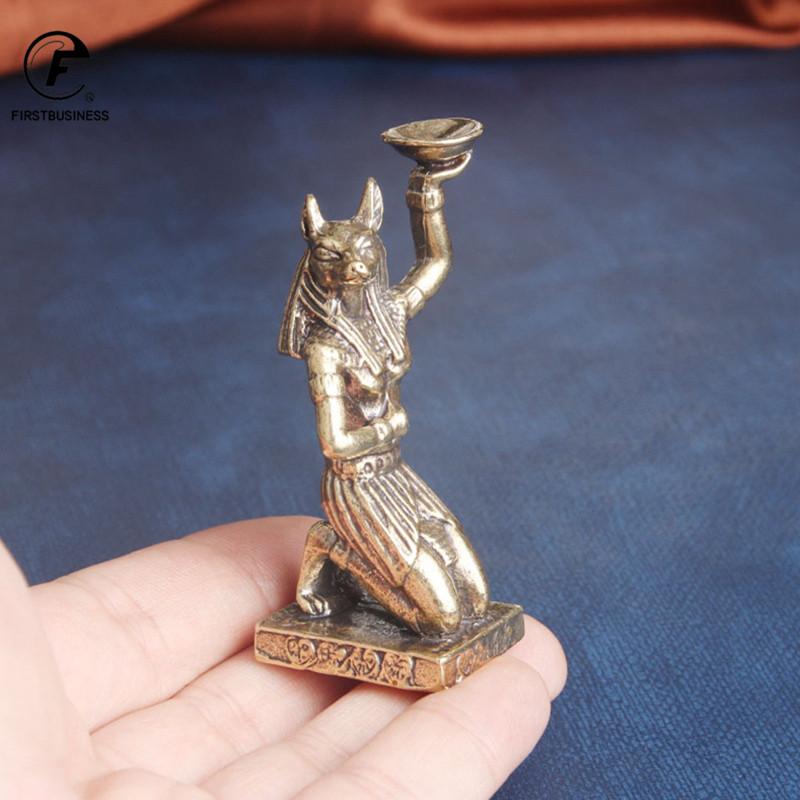 Ancient Egypt Grim Reaper Solid Brass Statue Desk Ornament Antique Figurine Sandalwood Holder Candlestick Crafts Home Decoration