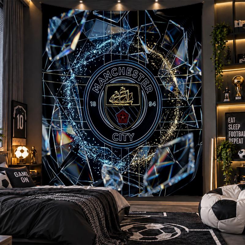 Væghængt Gobelin Manchester City Print Stof til Stue Soveværelse Boligindretning