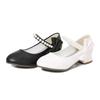 Children's Leather Shoes Elegant Girl Princess Shoes with Bowknot Fashion Chic Versatile Kids Party High-heels Shoes Black White