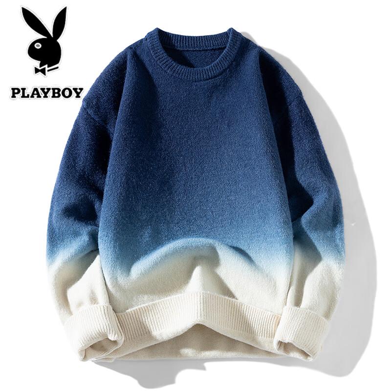 PLAYBOY Men's Loose-Fit Round Neck Knit Sweater