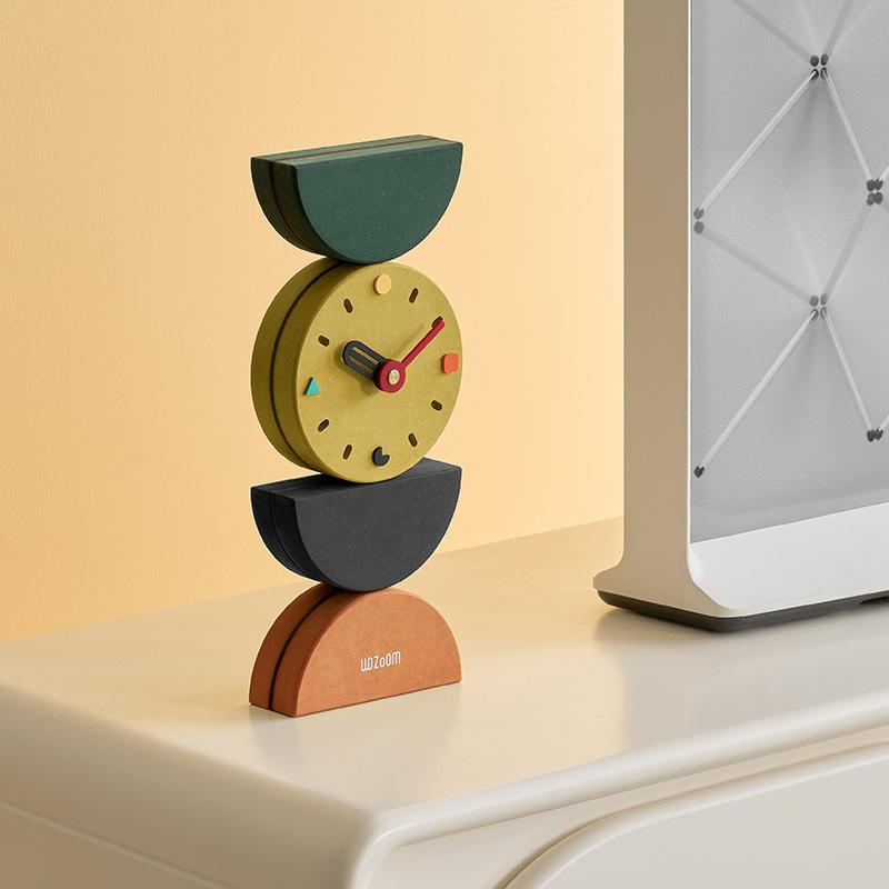 Creative Balance Art Desk Clock Color Texture Desktop Ornament Table Clock Decor Room Light Luxury Home Decor Dekorasi Ruma