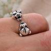 New Arrival Luxury Brand Double Leopard Head Animal Thai Silver Unisex Open Party Rings For Women Men`s Gifts
