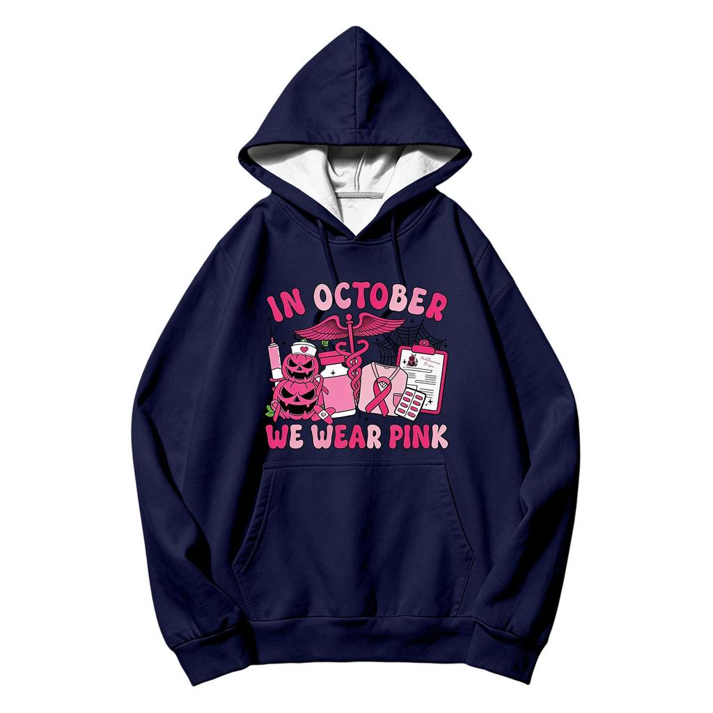 Unisex Long Sleeve Hoodie with Print and Pocket