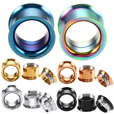 Moda 1 ADET Fişler 316L Erkek punk Küpeler Takı Kulak Ölçerler Kulak Genişletici Kulak Tünelleri Moda Piercing 2-20mm Paslanmaz Çelik Küpe