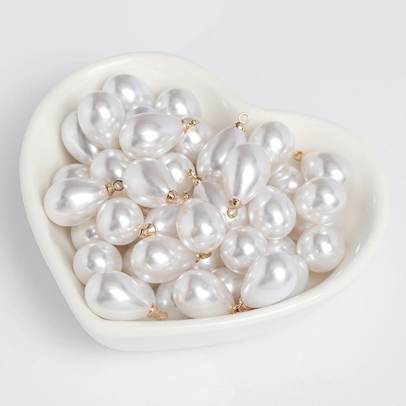 10Pcs Imitation Pearl Drop Pendant Environmentally Friendly Highlight ABS Gold DIY Earrings Crafts Zipper DIY Making Findings