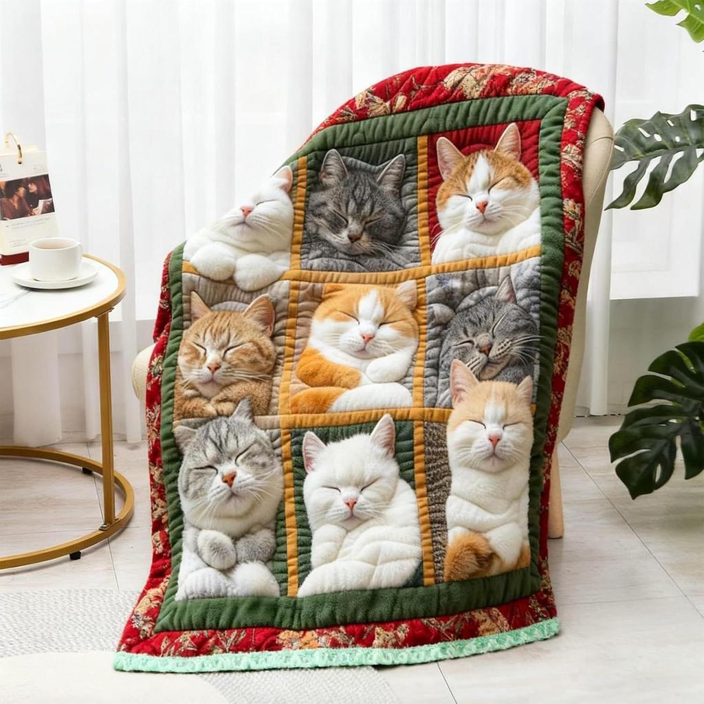 Sofa Blankets Adorable Warm Cat Print Pattern Flannel Throw Blankets for Sofa Couch Living Room Kitchen Bedroom Chair Car Bed