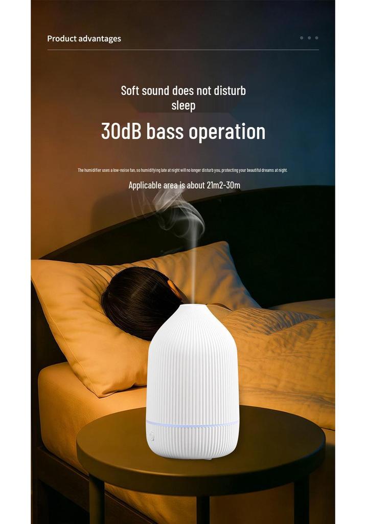 Wood Grain Seven-Color LED Aroma Diffuser & Humidifier for Home & Desktop