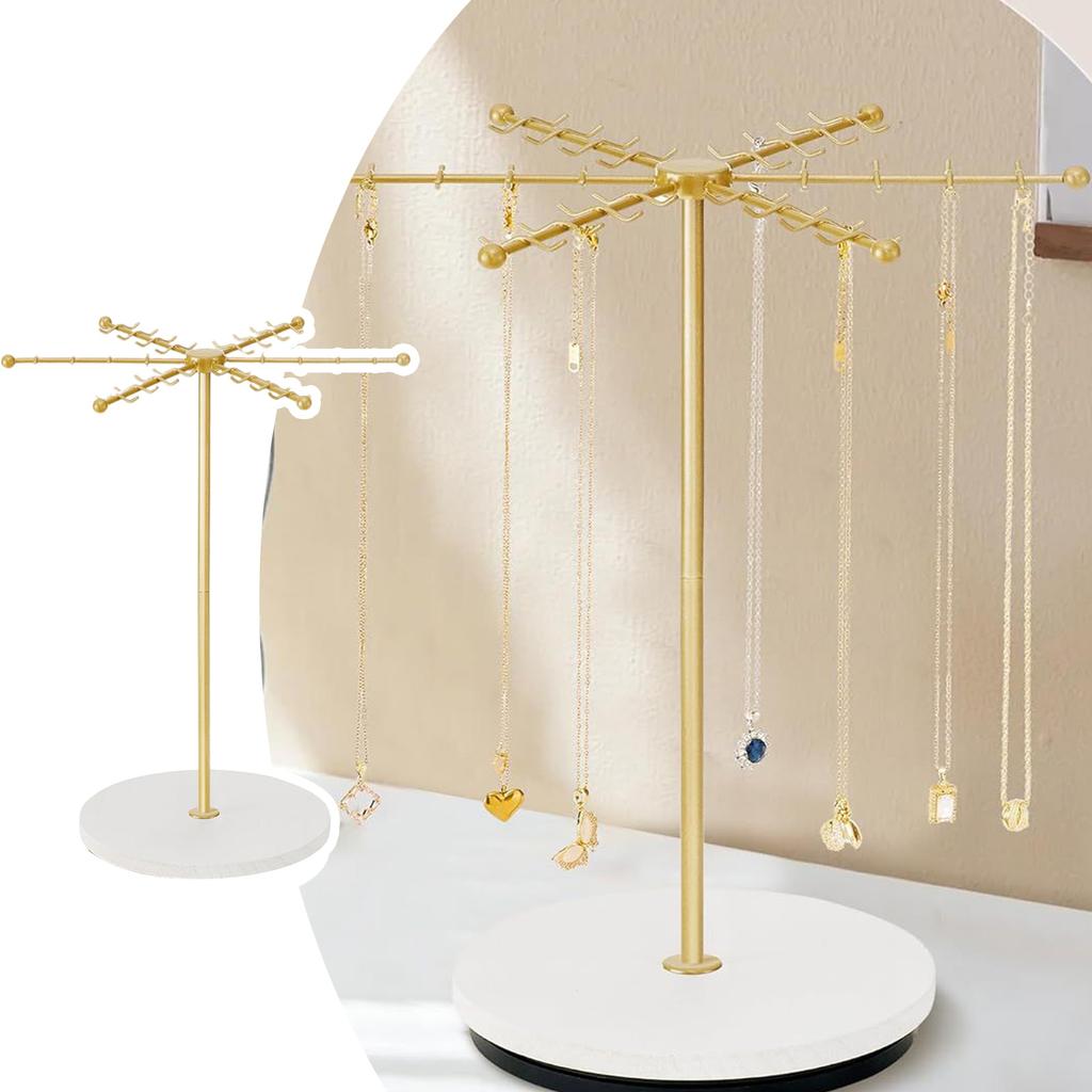 Metallhalsbandsställ med 48 krokar Roterande ställ för organisering och visning av halsband, örhängen och armband