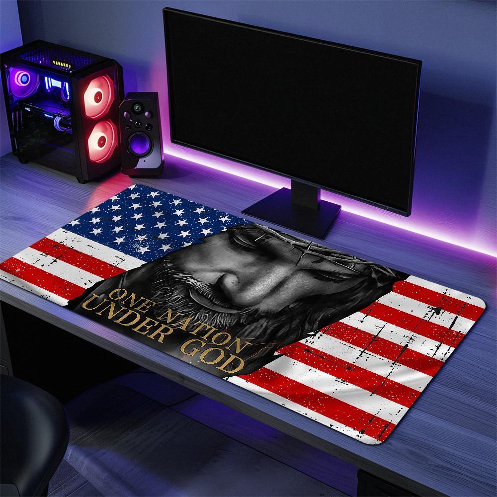 One Nation Under God American S Mouse Pad Large Desk Mat Keyboard Ergonomic Office Rubber PC Nonslip Antifray Home Custom