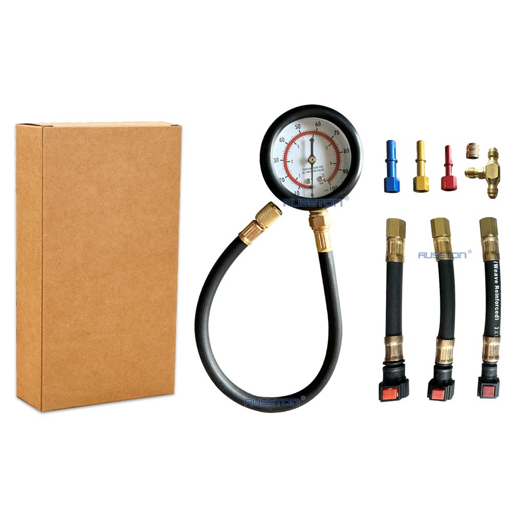 Quick Connection Fuel Pressure Tester Gauge Tools Kit 0-100 PSI with 9.49, 7.89, 6.30 Fuel Line Suitable for More Car RV Engine