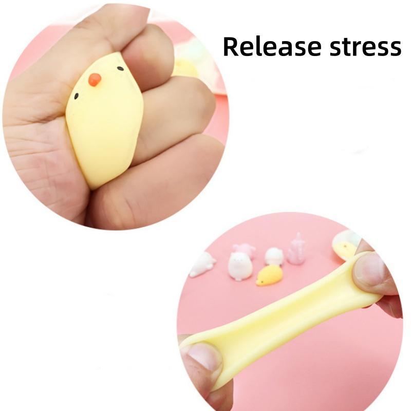 20-60pcs Cute Cartoon Animal Stress Relief Toys Kid Kawaii Mini Soft Squeeze Toy For Adult Release Stress Party Home Decor Favor