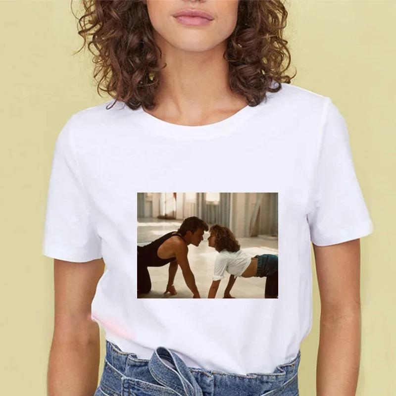 Dirty Dancing Vit Mode Dam T-shirts Harajuku Kawaii Kläder Kortärmad Sommar T-shirts Vardaglig Koreansk Fe Unisex Toppar Rund Hals
