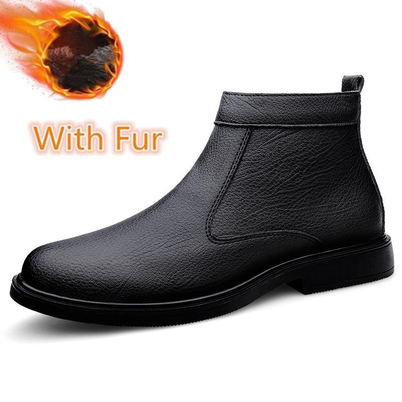 Autumn Winter New High-Top Leather Shoe Man Zipper Leather Chelsea Boots Fashion Men Ankle Boots Versatile Business Casual Botas