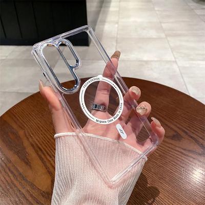 Luxury Transparent Magnetic Acrylic Case for Samsung Galaxy S26 Ultra S26 Edge S25 S24 Plus S23 Wireless Charging Camera Protect Cover