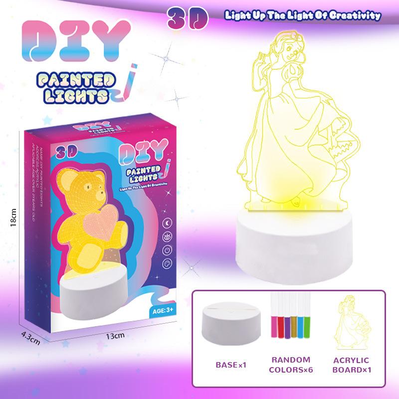 

3D расписной ночник креативный сделай сам граффити ручной работы светящийся трехцветный светильник импортная торговля праздничные игрушки подарки 20.65 топаз